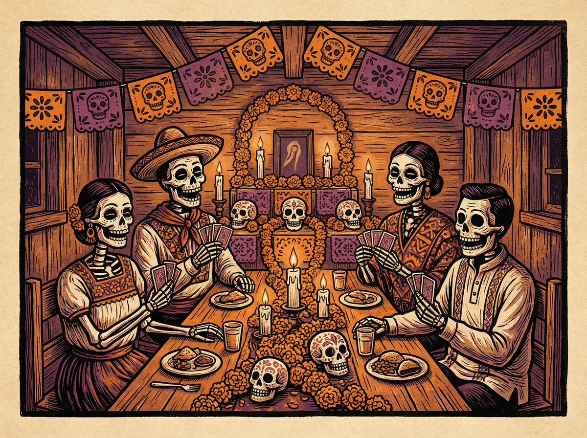 开元棋牌花冠麻将亡灵节家庭牌局